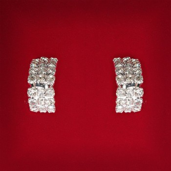 ( 20 мм ) Сережки жіночі білі стрази світлий метал весільні вечірні пусети кульчики ( пусети ) з поділом посередині злег