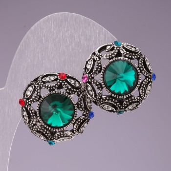 Сережки 2, 5 см коло зірка стрази кристал зелений