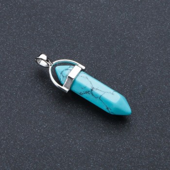 Přívěšek šestiúhelník, kámen zelený tyrkys (umělý) 4×0,9 cm