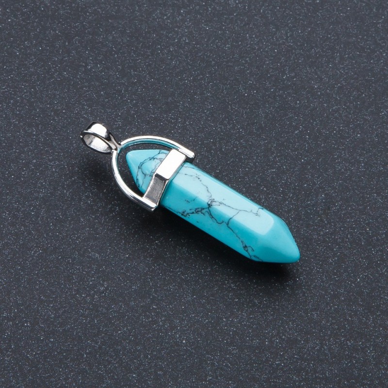 Přívěšek šestiúhelník, kámen zelený tyrkys (umělý) 4×0,9 cm