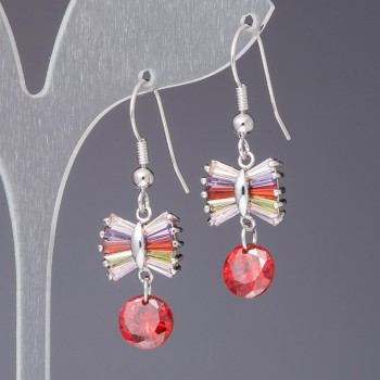 Náušnice s barevnými krystaly «Mašlička», délka 4,5 cm