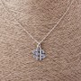 Přívěsek Dolar na kotvovém řetízku s modrými štrasovými kamínky, délka 52 cm, průměr 2×1,7 cm, stříbřitý kov