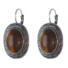 Sleva. Náušnice s tygřím okem v řecké úpravě, oválný kámen 2,3×2,8 cm, délka 4 cm