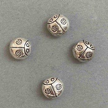 Korálková vložka ve tvaru berušky, kovová barva "stříbro", Ø 10×10 mm, balení 20 g ± 14 ks
