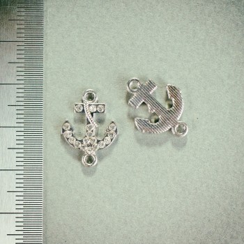 Фурнітура підвіска Якір коннектор в стразах колір металу "срібло" 1, 8х1, 3мм фас. 4шт