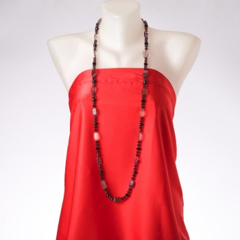 Zlevněný dlouhý náhrdelník "Souhvězdí Orion" z fluoritu a českého křišťálu, délka 120 cm