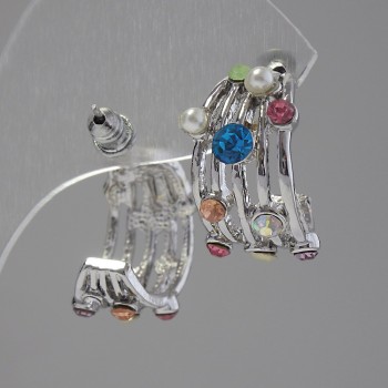 Dámské náušnice s barevnými štrasovými kamínky, délka 2 cm