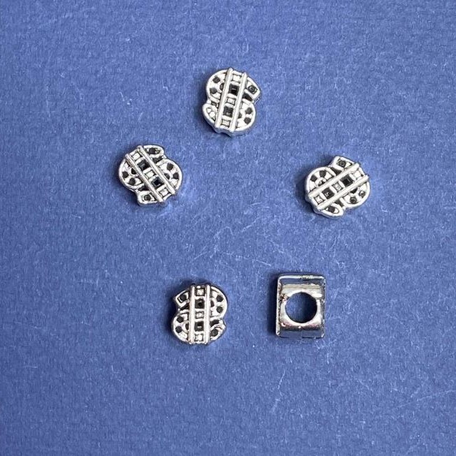 Kovové komponenty pro šperky – Pandora korálka 'Dolar', 10×12 mm, průměr 5 mm, balení 20 g, +/- 6 ks