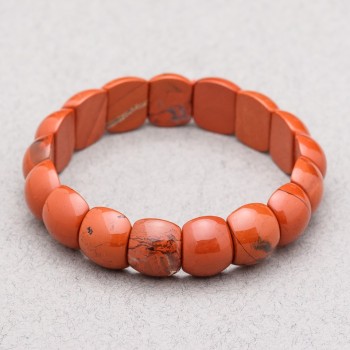 Náramek z přírodního kamene červený jaspis 15×12×7 mm+