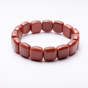 Браслет із каменю Авантюрин (синтетичний) "золотий пісок" на резинці ланка 12х12 мм обхват-18см