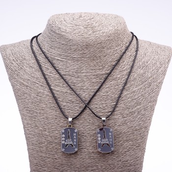 Párový přívěsek přátelství „Eiffelova věž“ na šňůře, délka 45 cm, průměr 20×30 mm, barva kovu „stříbro“