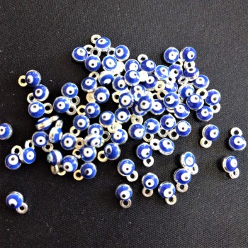Přívěsek „oči“, průměr 4 mm, délka 6 mm, emaliovaný kov šedý povrch, 14 ks