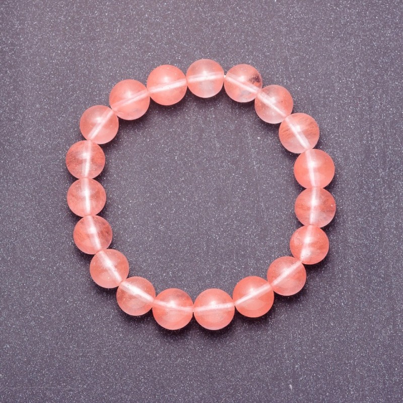 Náramek z přírodního kamene chalcedon – hladká kulička, průměr 10 mm (+/-) na gumičce, obvod zápěstí 18 cm
