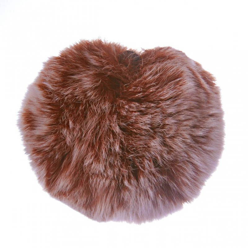 Přívěšek s pomponem z pravé kožešiny na gumičce, 5 cm, hnědý