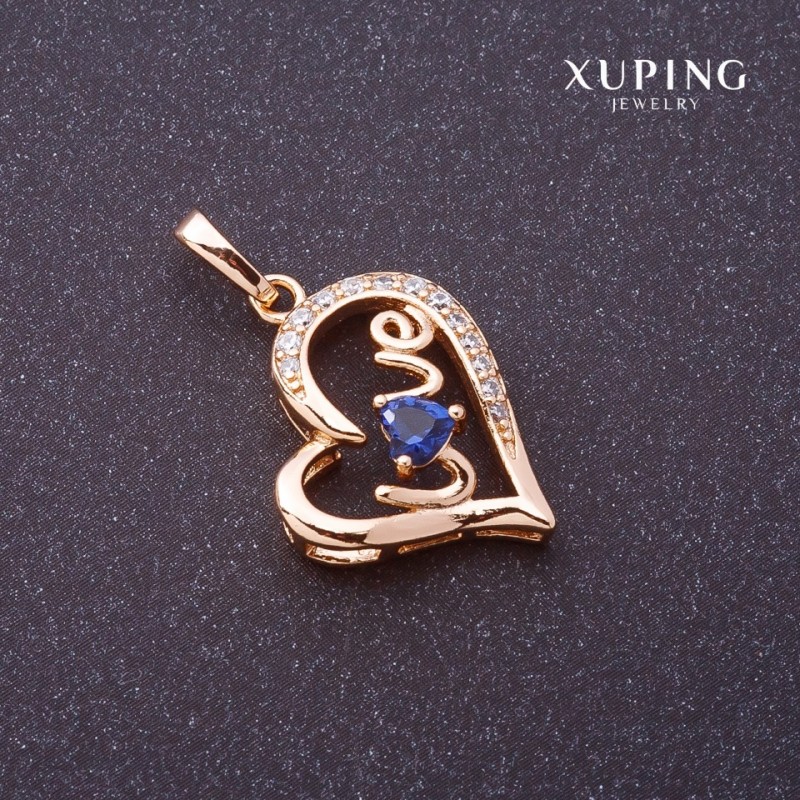 Přívěsek Xuping Love s modrým kamenem, zlaté provedení, 27 × 16 mm