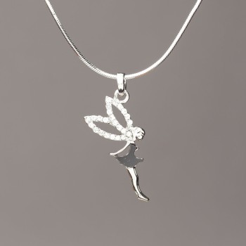 Кулон "Ельфіна" на ланцюжку джгуті чорне скло, діаметр 26х12мм, довжина 50см сірий метал