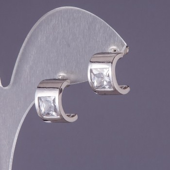 Náušnice s bílými krystaly 13×9 mm