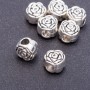 Kovové komponenty – korálek s vložkou Pandora, «Růže», průměr 11×8 mm, délka 9 mm, otvor 5 mm, balení 20 g, + 7 ks