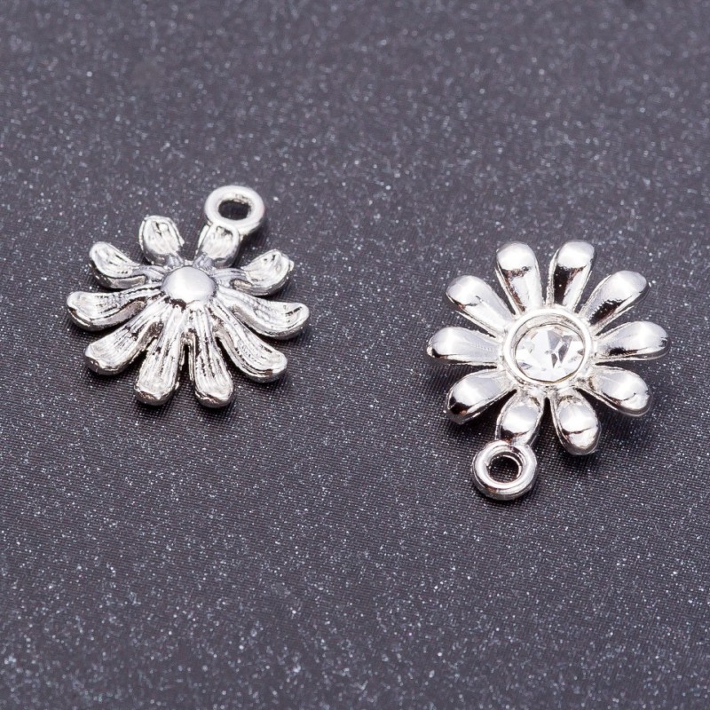 Přívěsek Kopretina světlé stříbro, průměr 13 mm, délka 16 mm, balení 9 ks