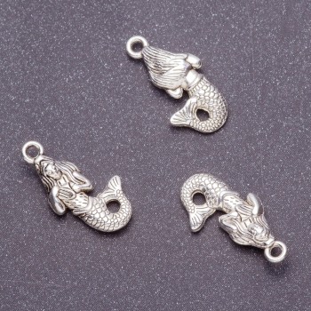 Přívěšek Mořská panna 12×23 mm, šedý kov s povrchovou úpravou, 20 g ± 11 ks