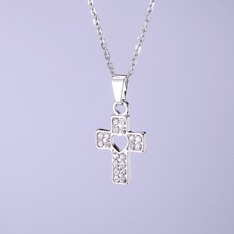 Přívěšek na kotvícím řetízku «Kříž se srdcem», průměr 20×14 mm, délka 40–45 cm