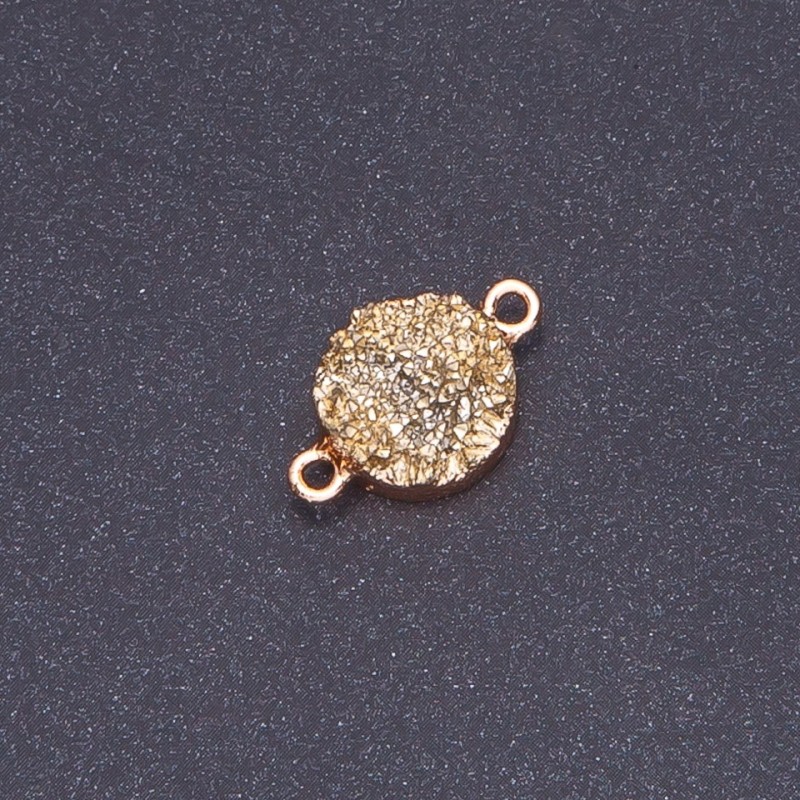 Konektor zlatý z akrylu „Druza“, průměr 14 mm, tloušťka 3 mm