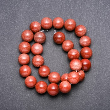 Korálky aventurínu „zlatý písek“ na niti, kuličkové, průměr 14 mm, délka 38 cm