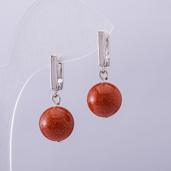 Náušnice Elegantní aventurín «zlatý písek», průměr 14 mm