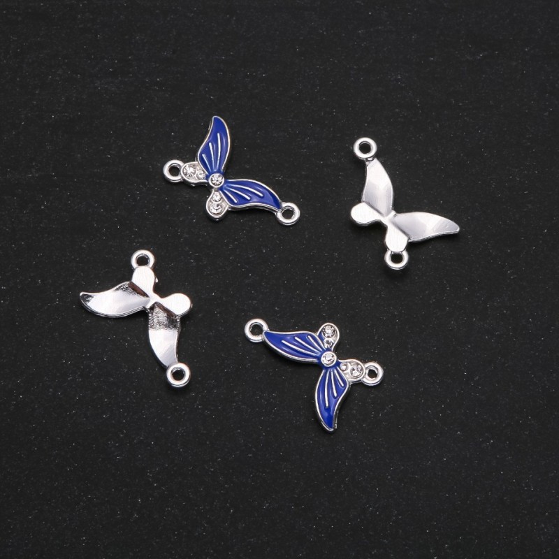 Konektor motýl modrý smalt 24×12 mm, balení 4 ks