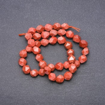 Korálky z aventurínu 'zlatý písek' víceúhelníkové, průměr 8×10 mm, na niti délky 40 cm