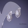 Náušnice Xuping se bílými krystaly rhodiované 18 × 10 mm