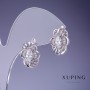 Náušnice Xuping s bílými krystaly o velikosti 17×12 mm rhodiované