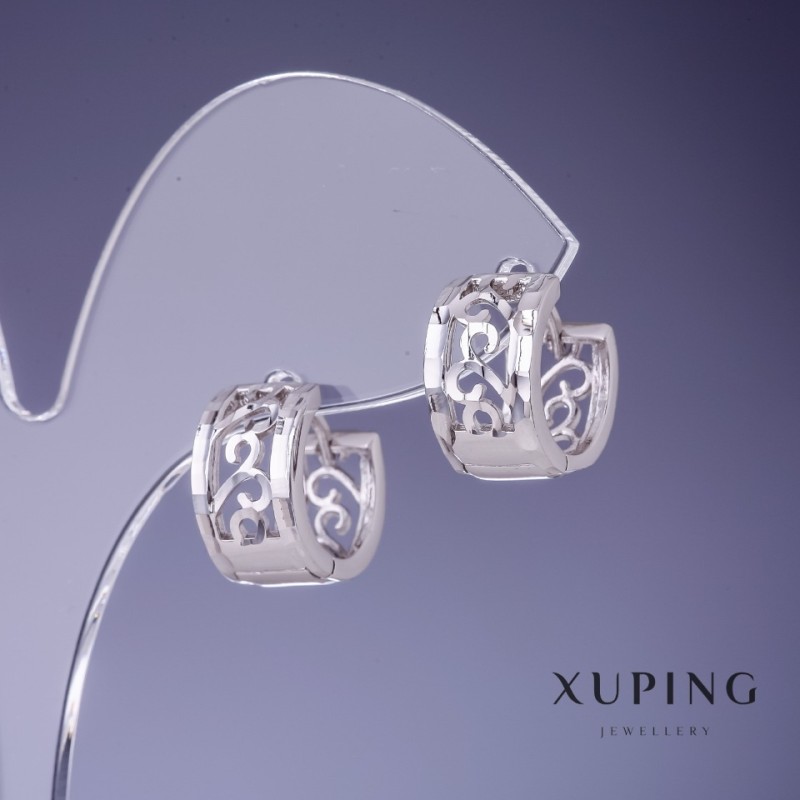 Náušnice Xuping rhodiované 14×8 mm