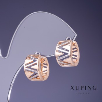 Náušnice Xuping 13×9 mm – pozlacení 18K a rhodium