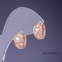 Náušnice Xuping 15×8 mm, pozlacené 18K, s bílými štrasovými kamínky
