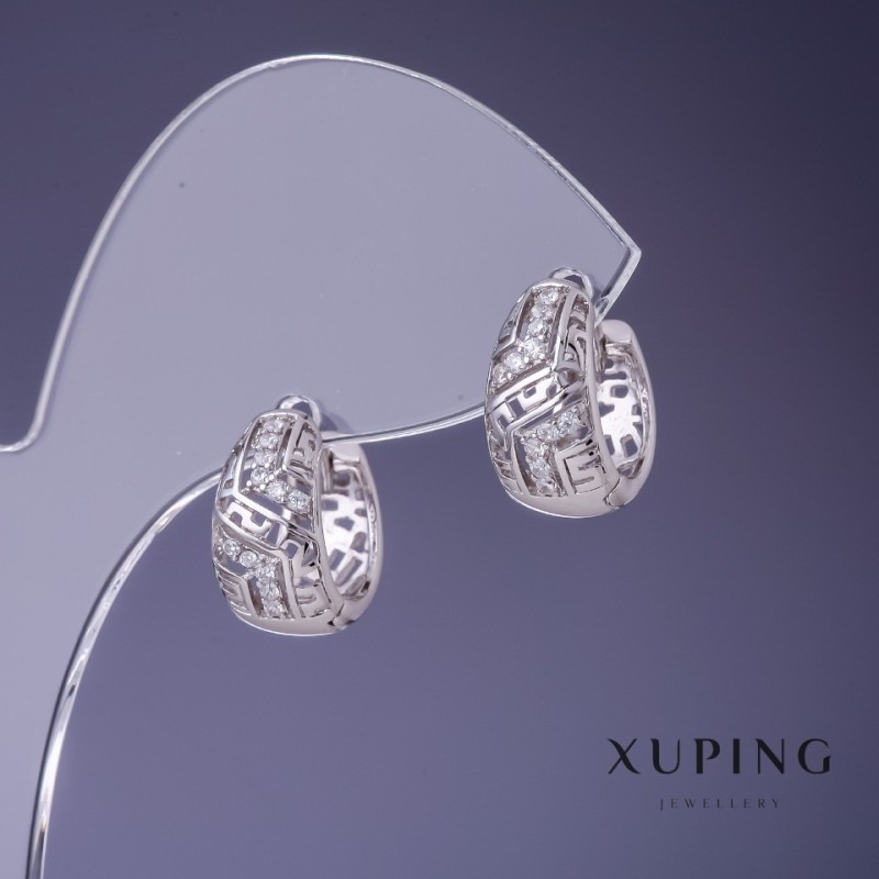 Náušnice Xuping rhodiované 14×8 mm