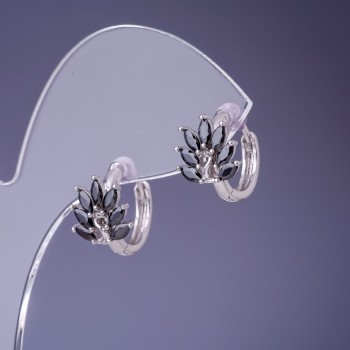 Náušnice Xuping s černými cirkony 14×10 mm rhodiované