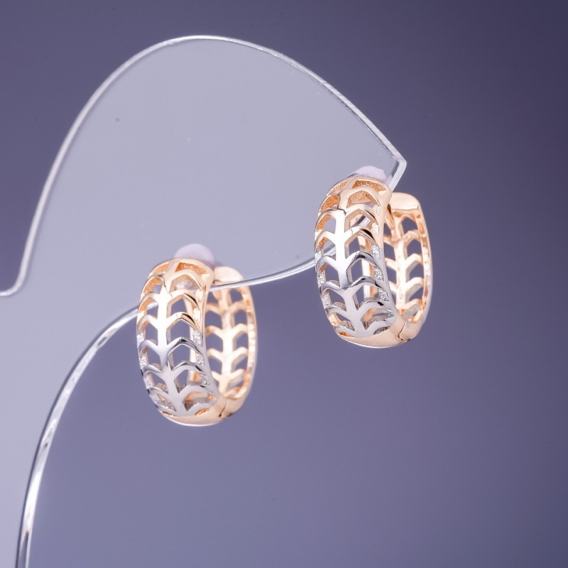 Náušnice Xuping 7×16 mm pozlacení 18K a rhodium