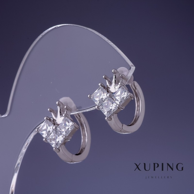 Náušnice Xuping Koruna 12×14 mm rhodiované