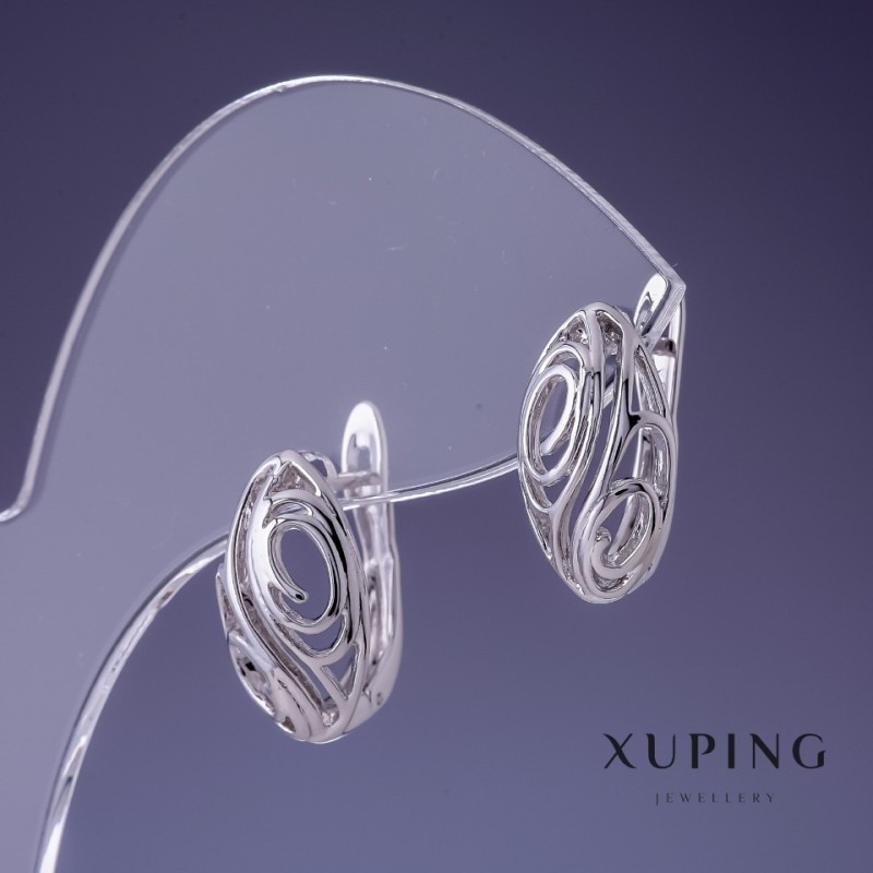 Náušnice Xuping rhodiované 16 × 9 mm