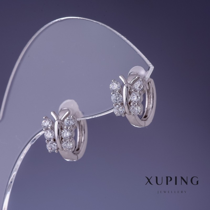 Náušnice Xuping Motýli 11×9 mm rhodiované