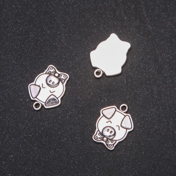 Přívěšek Prasátko 16×20 mm – kovové bižuterní komponenty, balení 20 g ± 9 ks