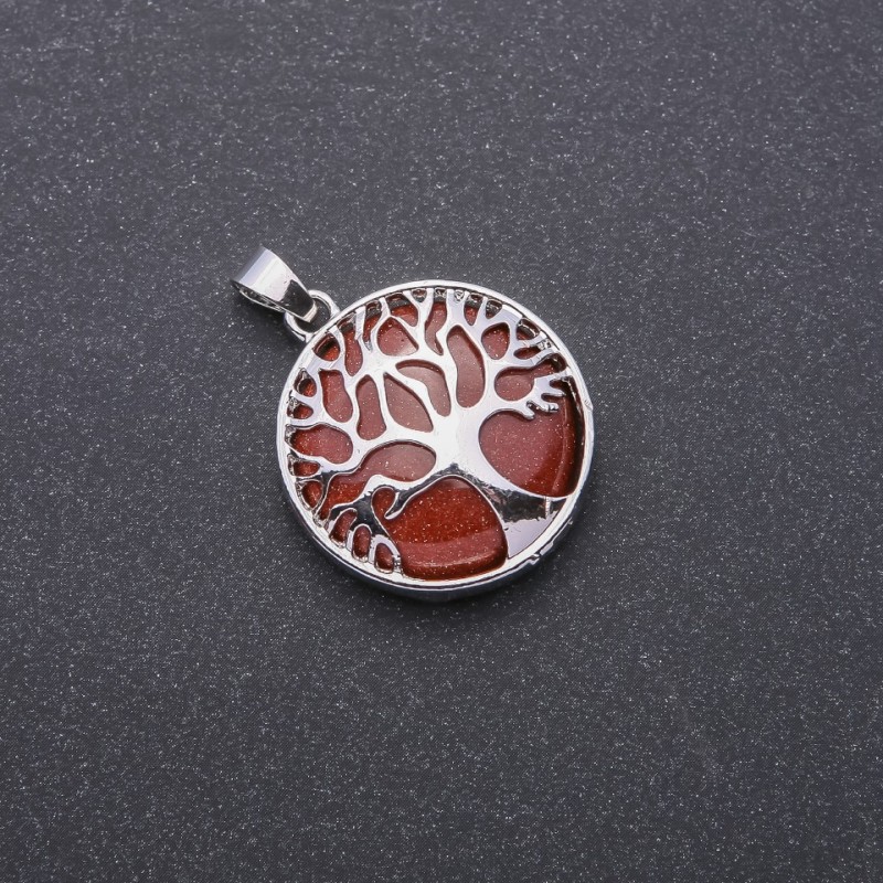 Přívěšek z aventurínu «Zlatý písek» ve tvaru stromu, průměr 27 mm