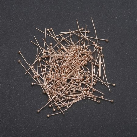 Hlavový špendlík s kuličkou, žlutý kov, délka 20 mm, 10 g