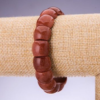 Náramek z aventurinu „Zlatý písek“ s články 15×12 mm na gumičce, obvod 20 cm