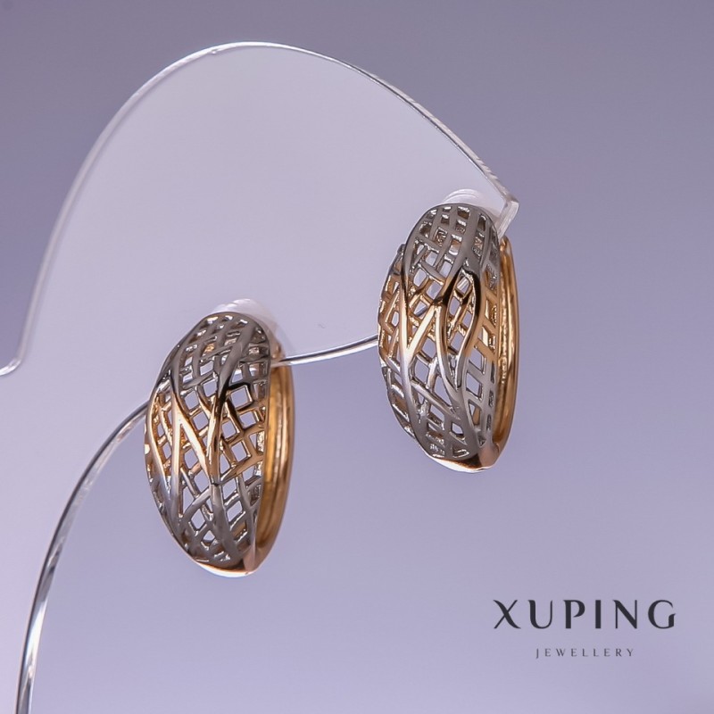 Náušnice Xuping 19×9 mm, pozlacení 18K a rhodiované