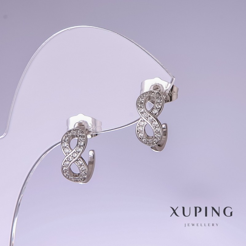 Náušnice Xuping Nekonečno 13×5 mm rhodiované