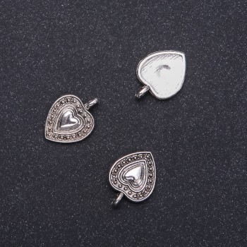 Závěs na přívěsek ve tvaru srdce, průměr 13 mm, délka 18 mm, balení 15 ks (±)