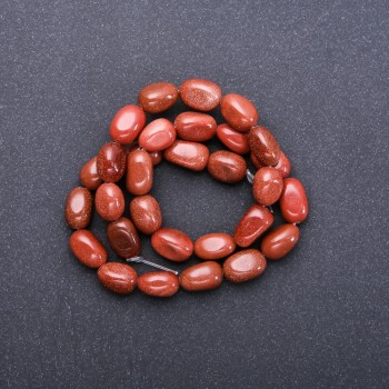 Korálky z aventurínu „zlatý písek“ (umělé), na navlékací niti, průměr 12×8 mm, délka 38 cm (±)