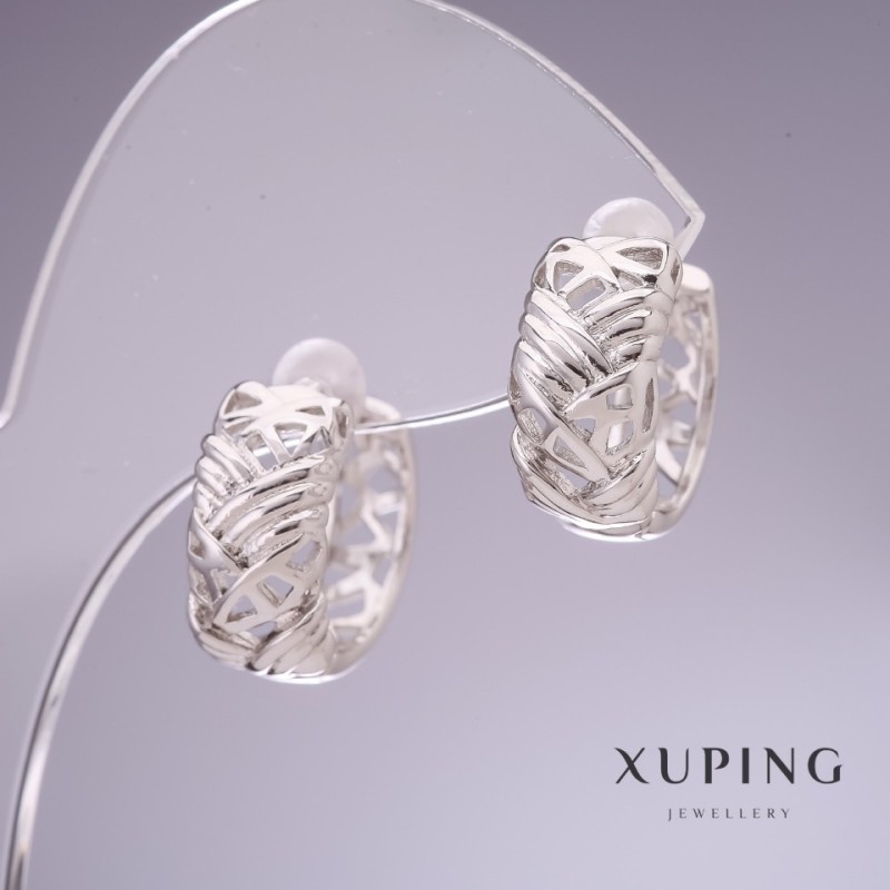 Náušnice Xuping 17×7 mm rhodiované